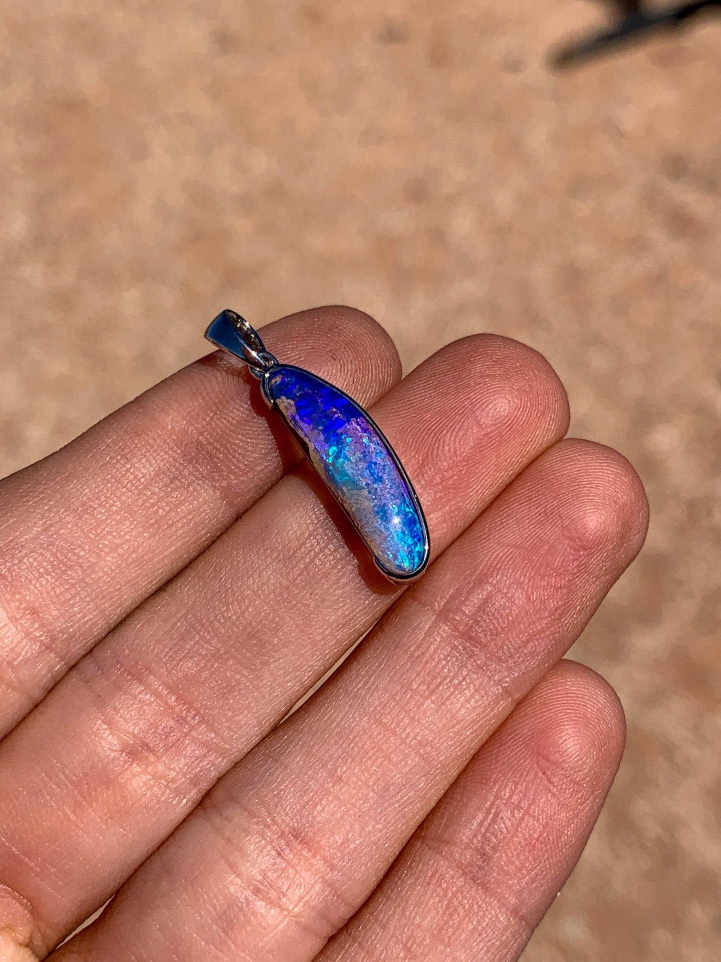 14k white gold Boulder Opal pendant