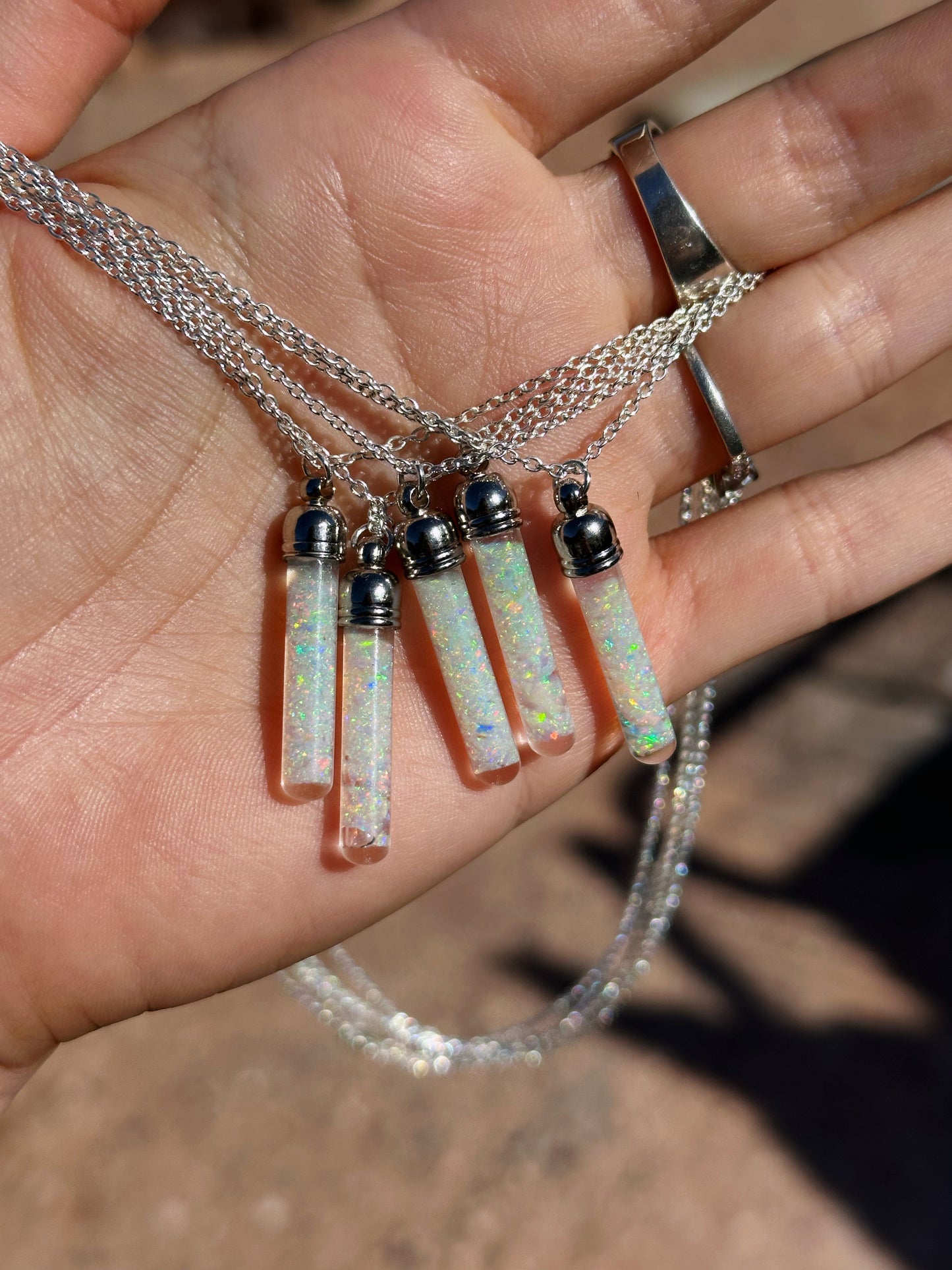 Crystal Opal Vial Necklace