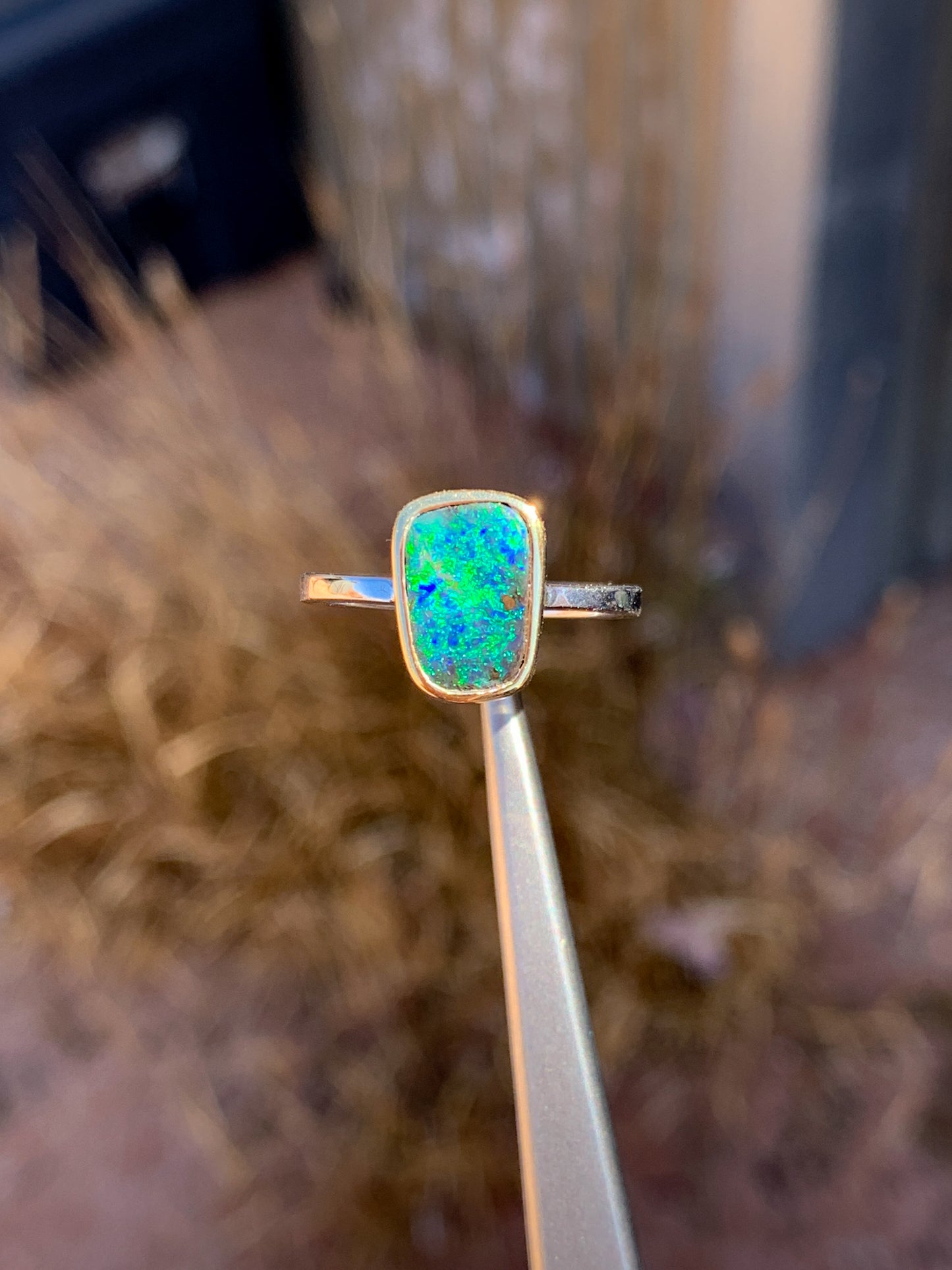 Boulder Opal 2 tone 9k yellow gold & 9k white gold - size 7