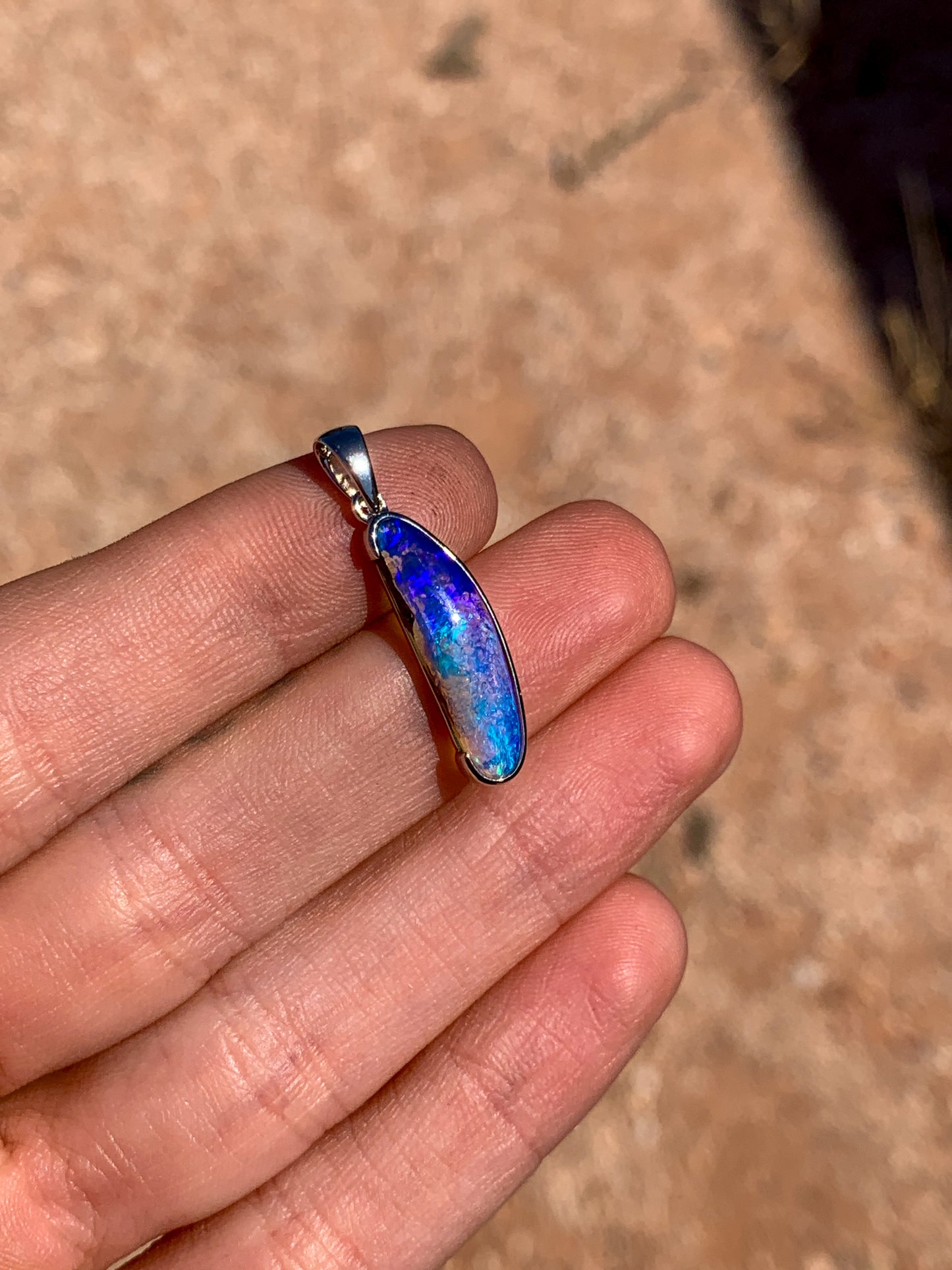 14k white gold Boulder Opal pendant