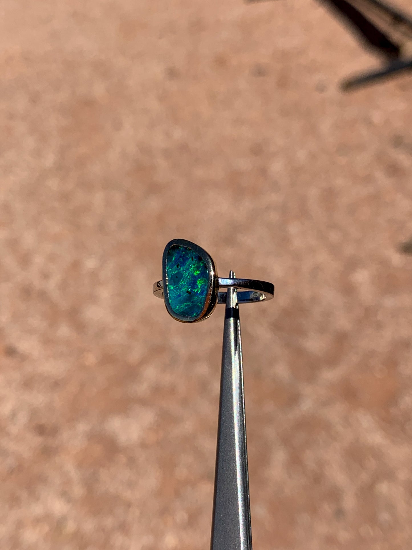 Boulder Opal 2 tone 14k yellow gold & 14k white gold - size 8
