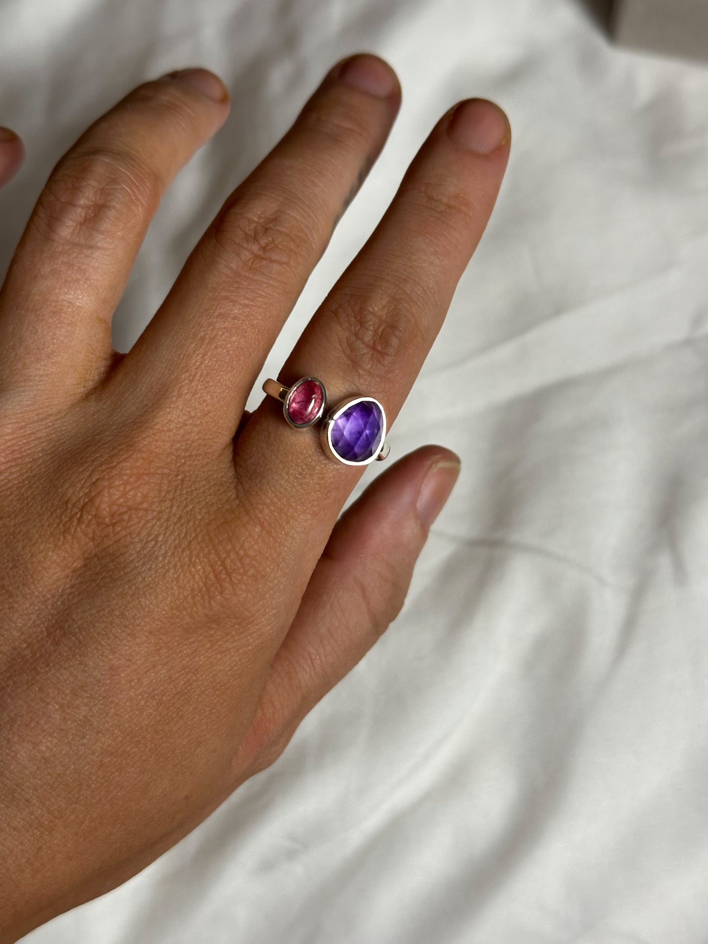 Amethyst, Pink Tourmaline | Size 7 - 8