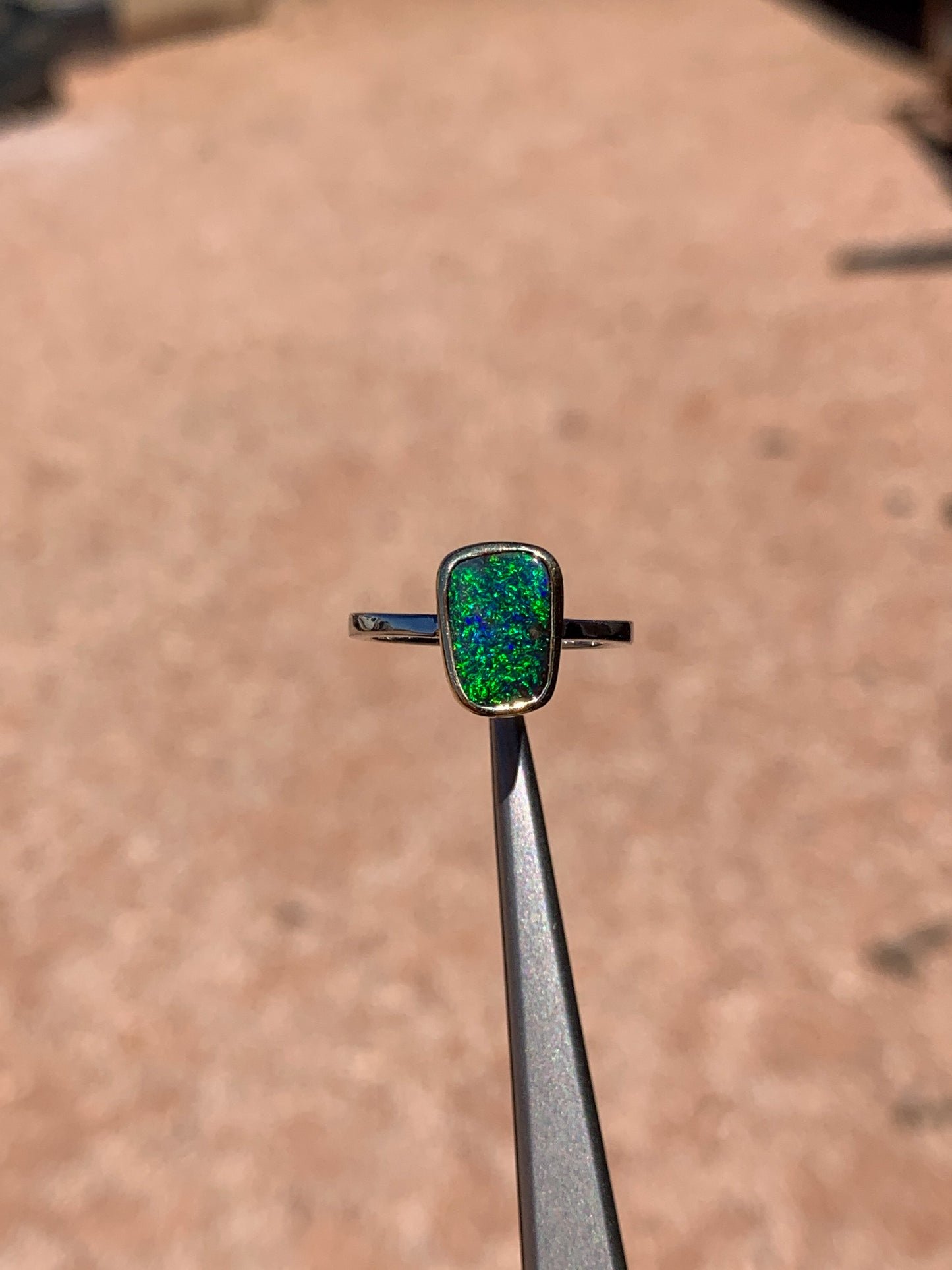 Boulder Opal 2 tone 9k yellow gold & 9k white gold - size 7