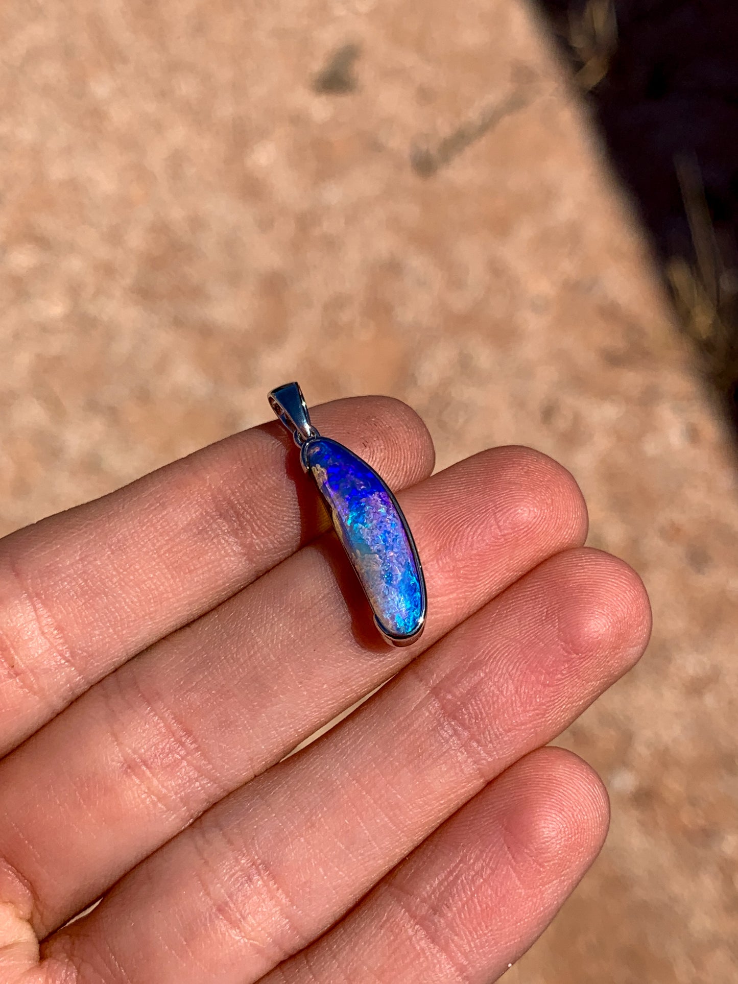 14k white gold Boulder Opal pendant