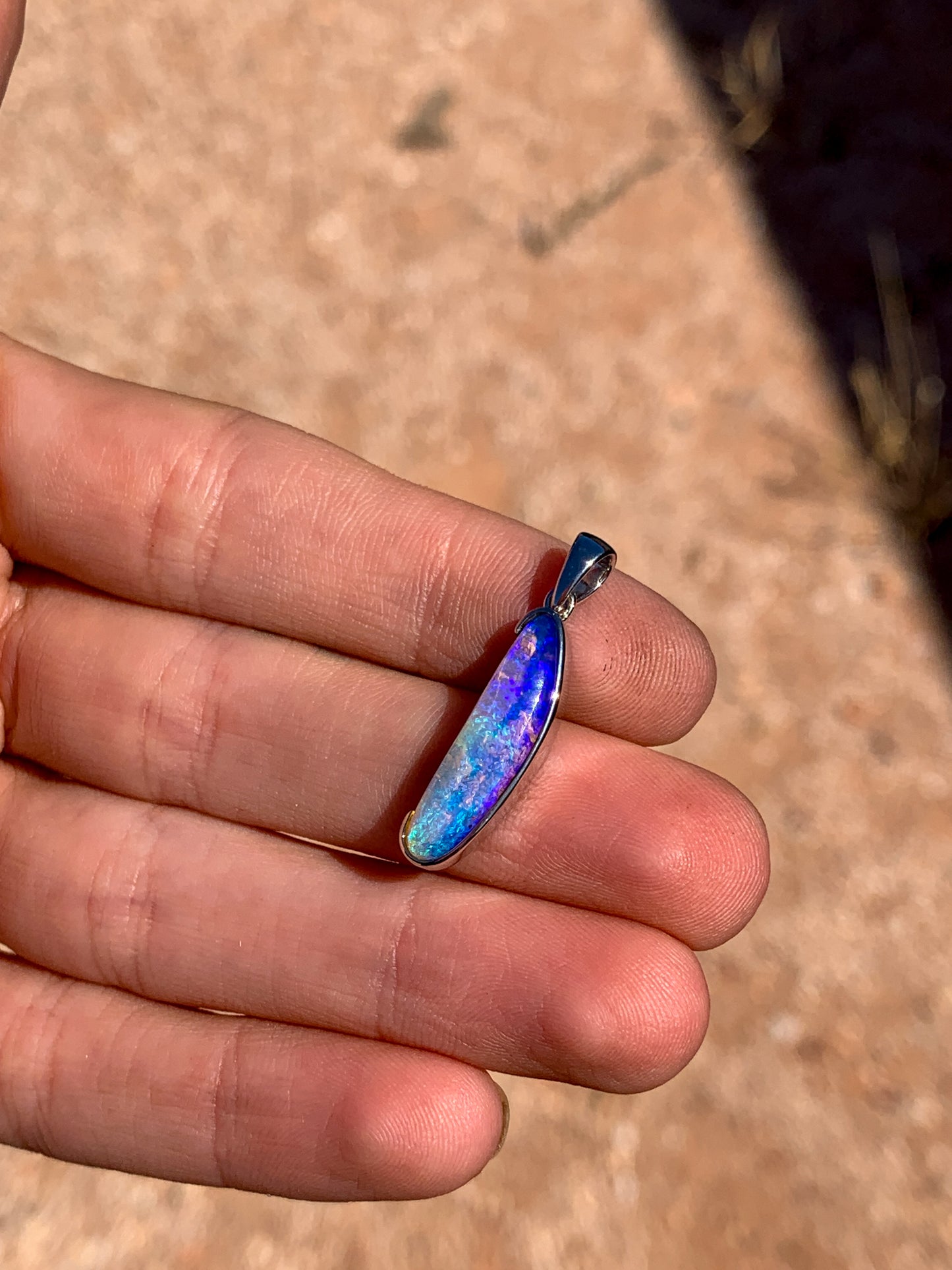 14k white gold Boulder Opal pendant
