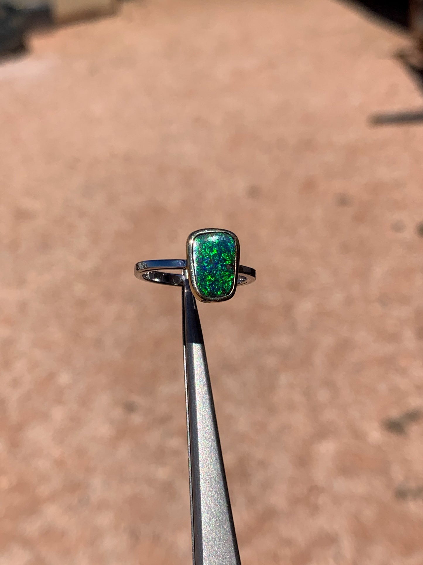 Boulder Opal 2 tone 9k yellow gold & 9k white gold - size 7