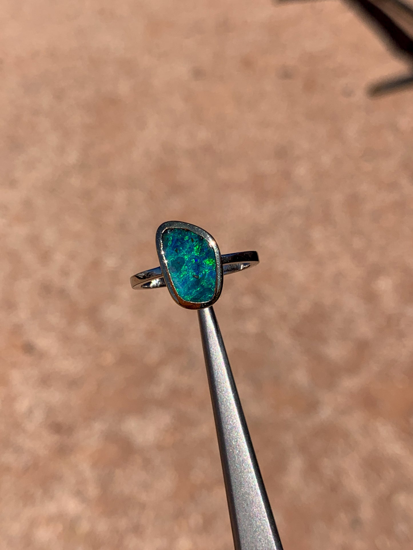 Boulder Opal 2 tone 14k yellow gold & 14k white gold - size 8