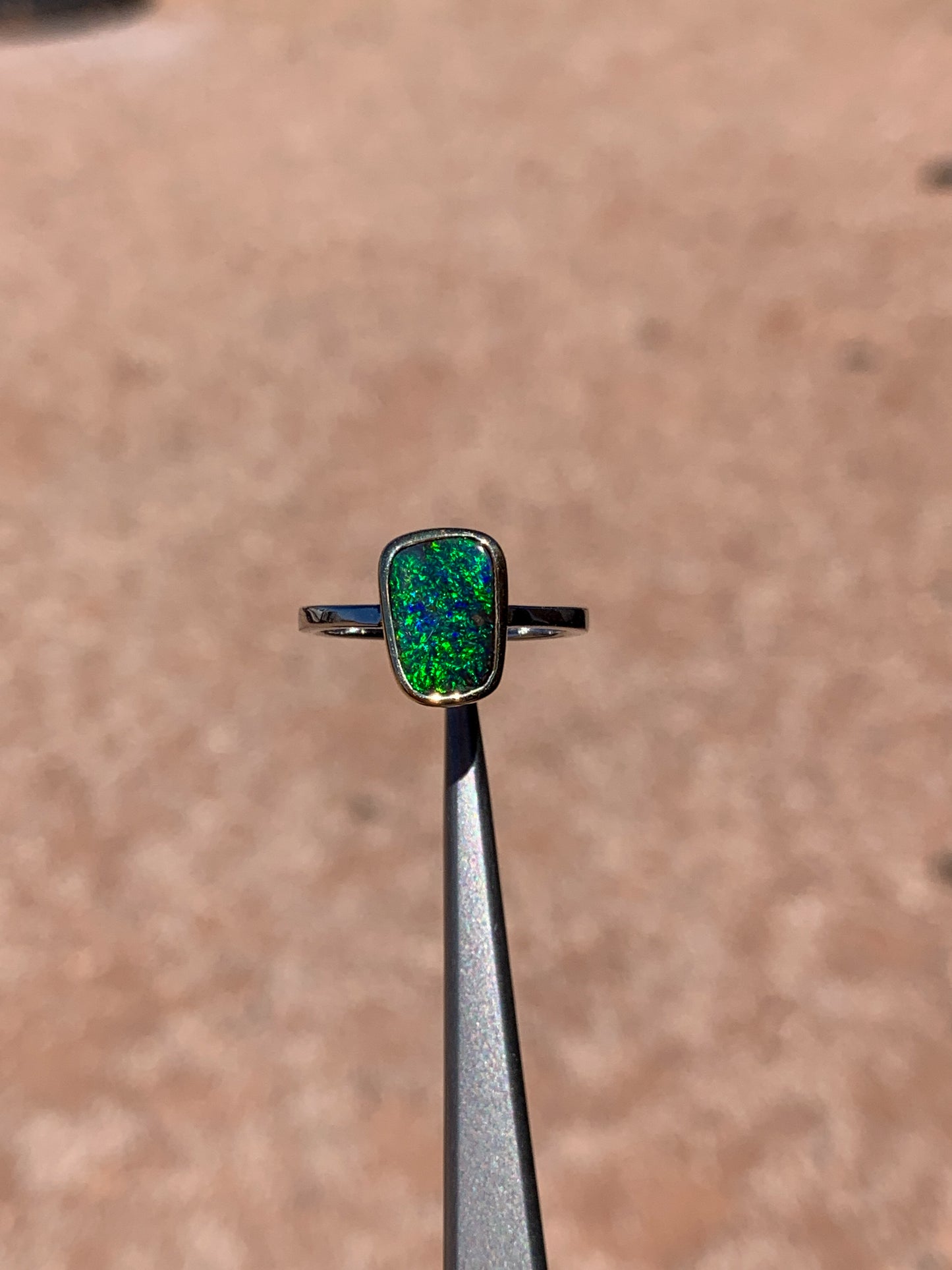 Boulder Opal 2 tone 9k yellow gold & 9k white gold - size 7