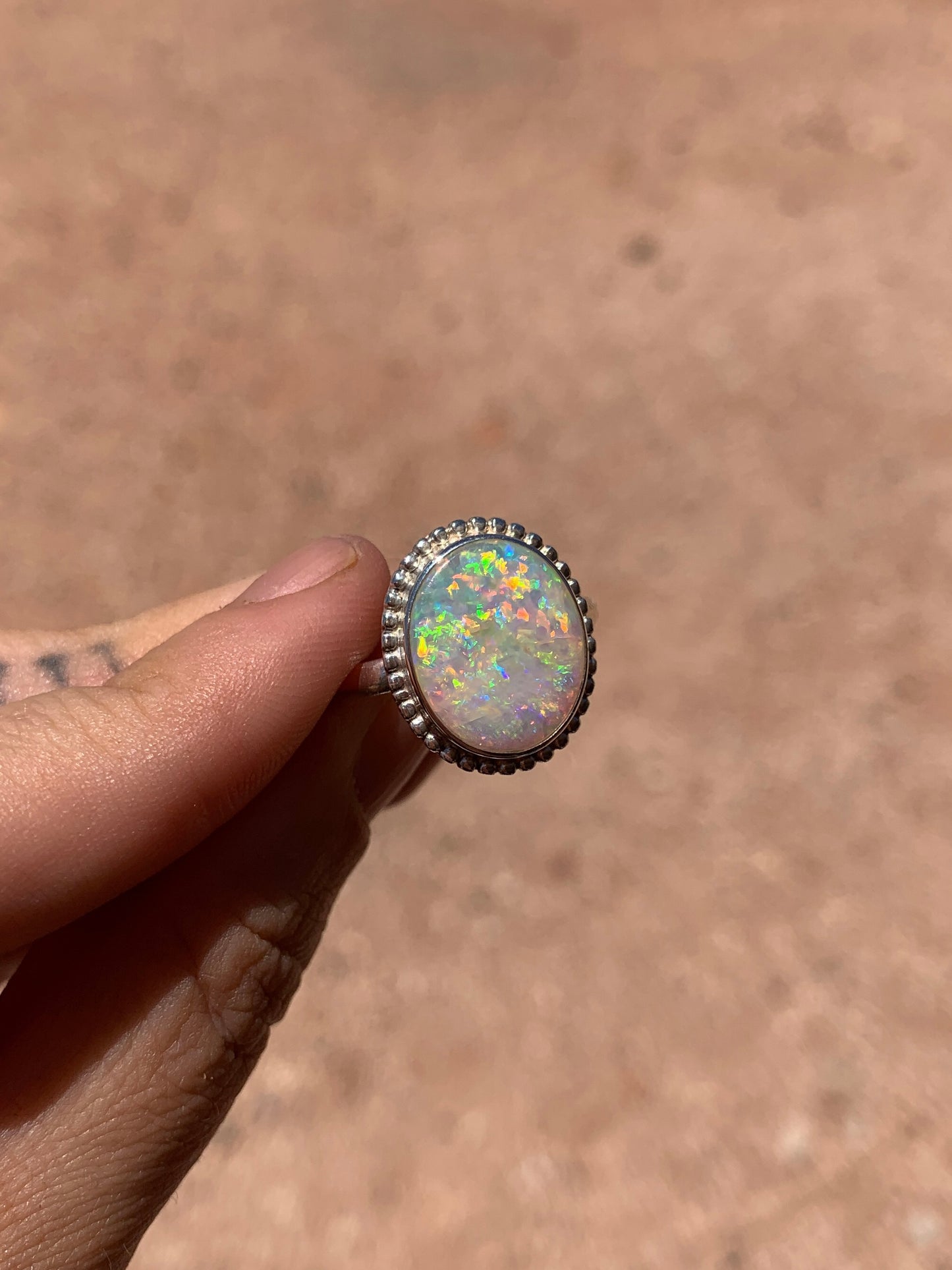 Rainbow Pastel Crystal Opal - size 11