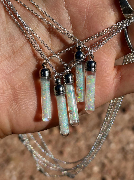 Crystal Opal Vial Necklace
