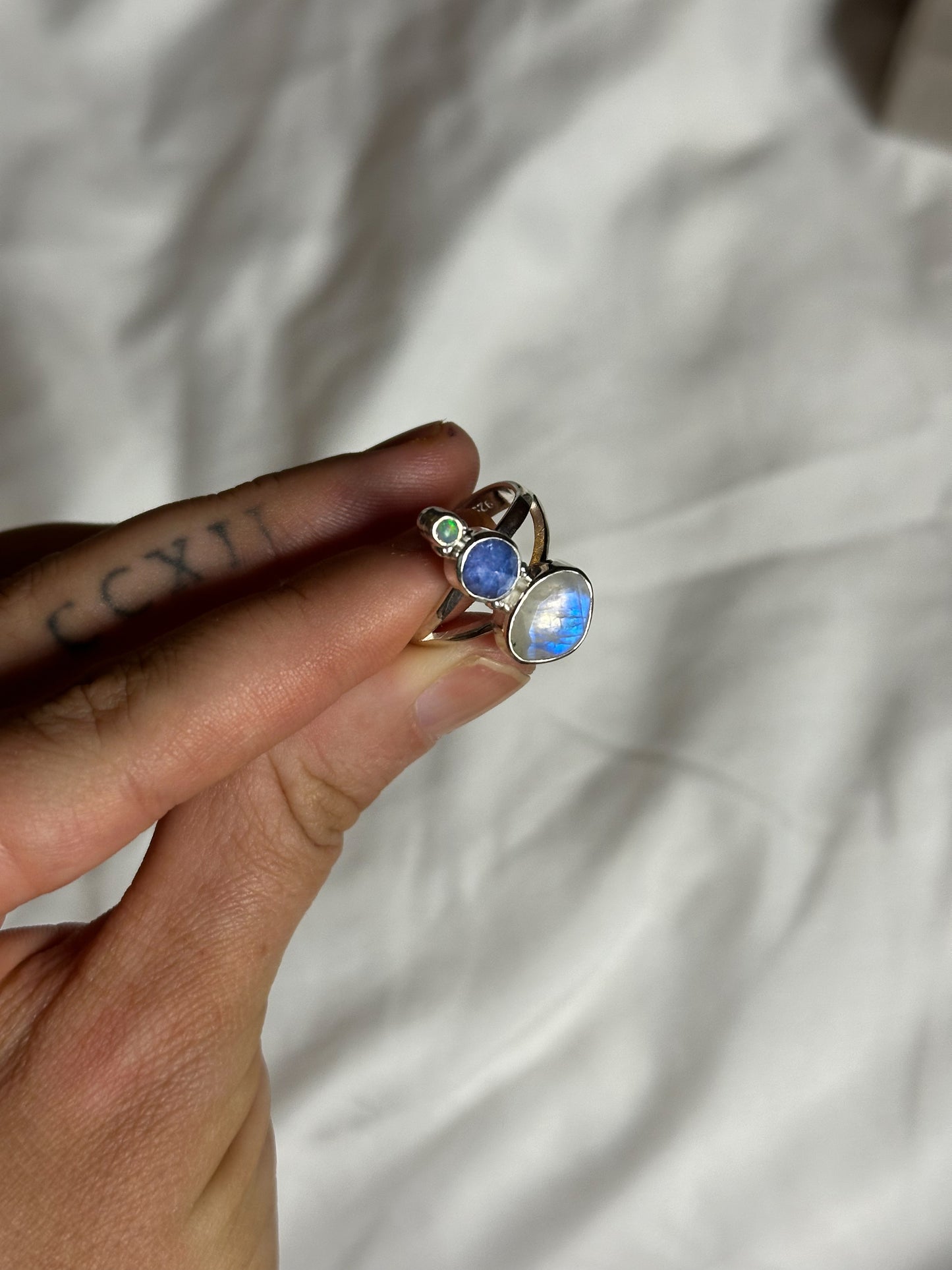 Rainbow Moonstone, Tanzanite, Opal | Size 7