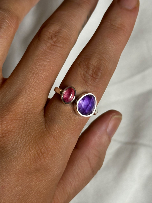 Amethyst, Pink Tourmaline | Size 7 - 8