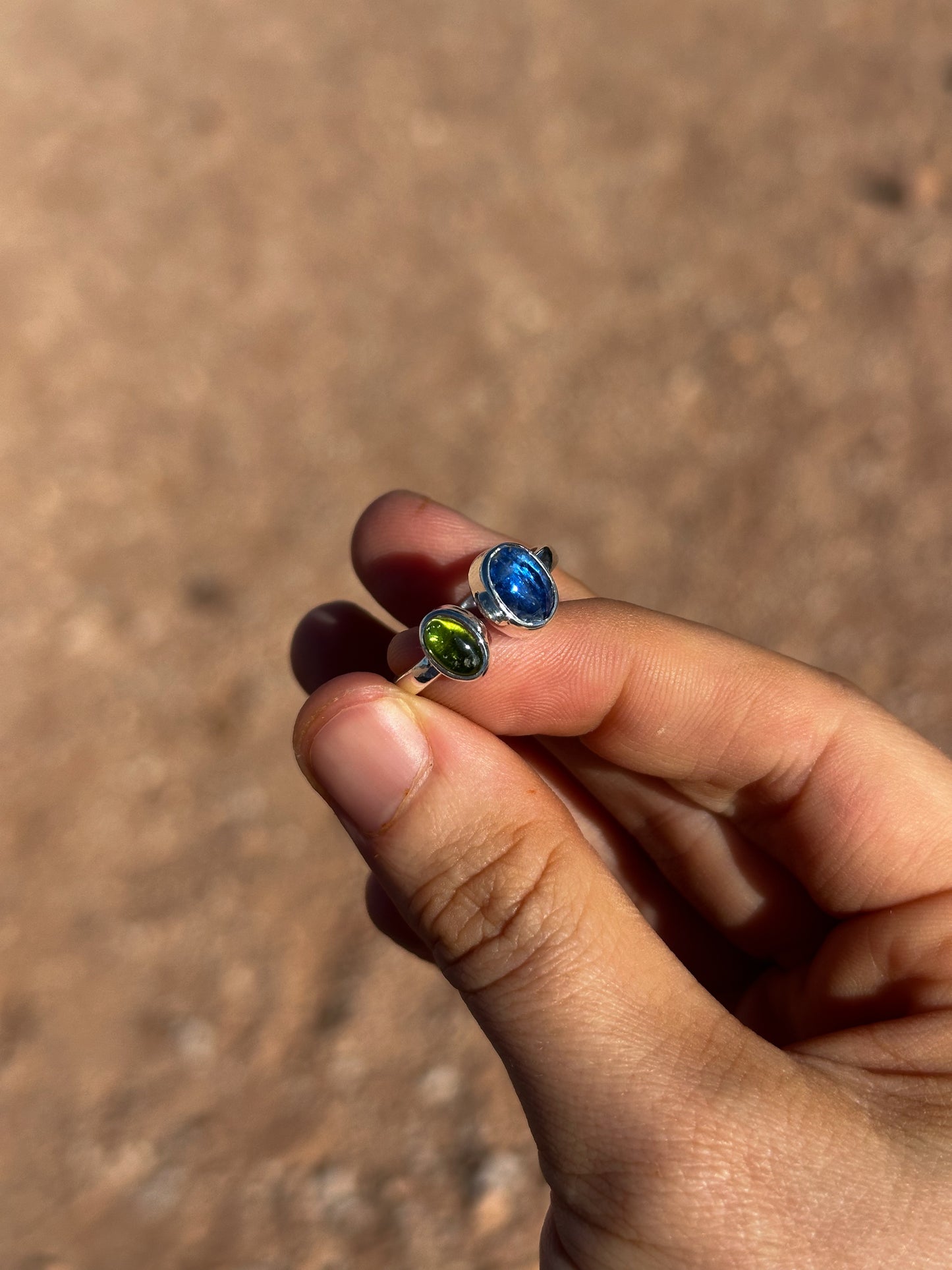 Blue Kyanite, Green Tourmaline | Size 7 - 8