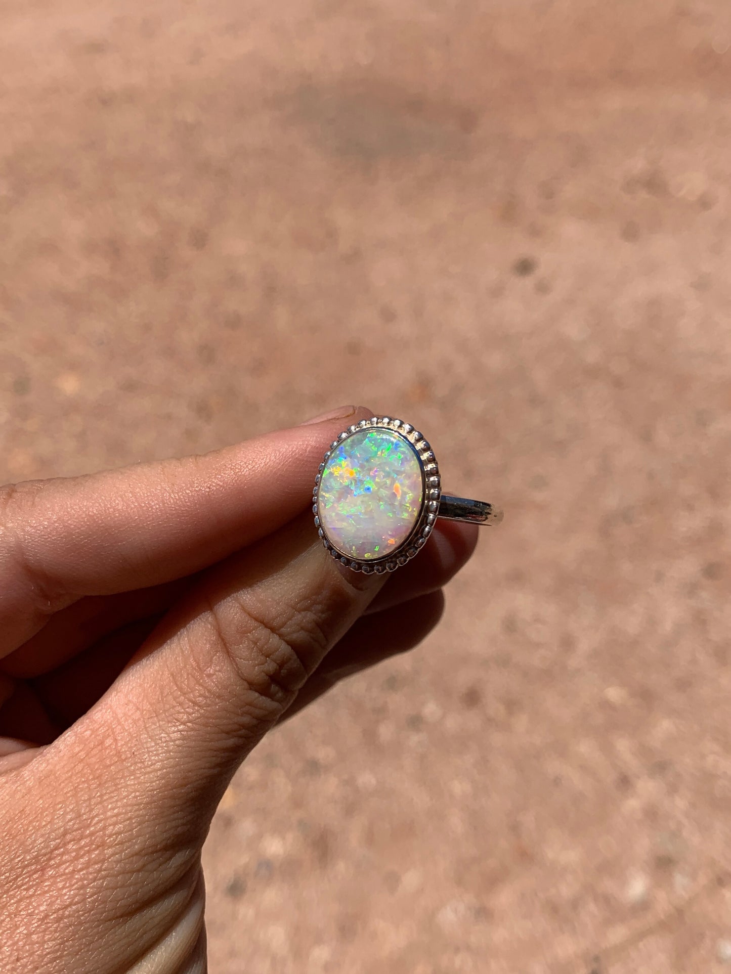 Rainbow Pastel Crystal Opal - size 11