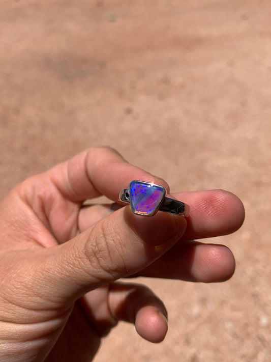 Vibrant Purple Dark Crystal Opal - size 7