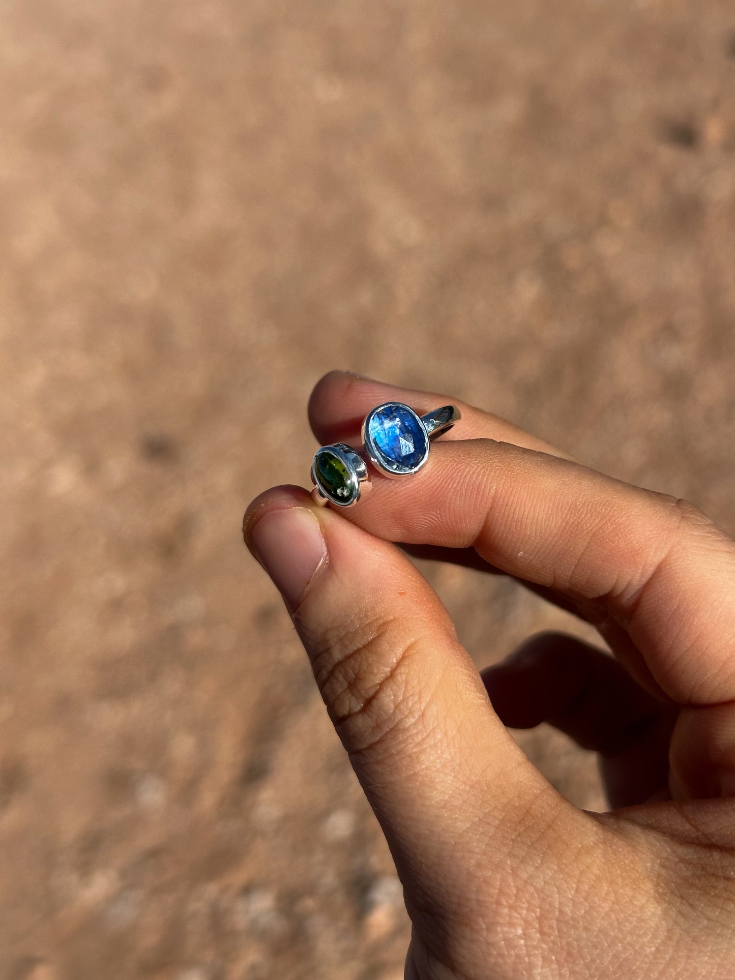 Blue Kyanite, Green Tourmaline | Size 7 - 8