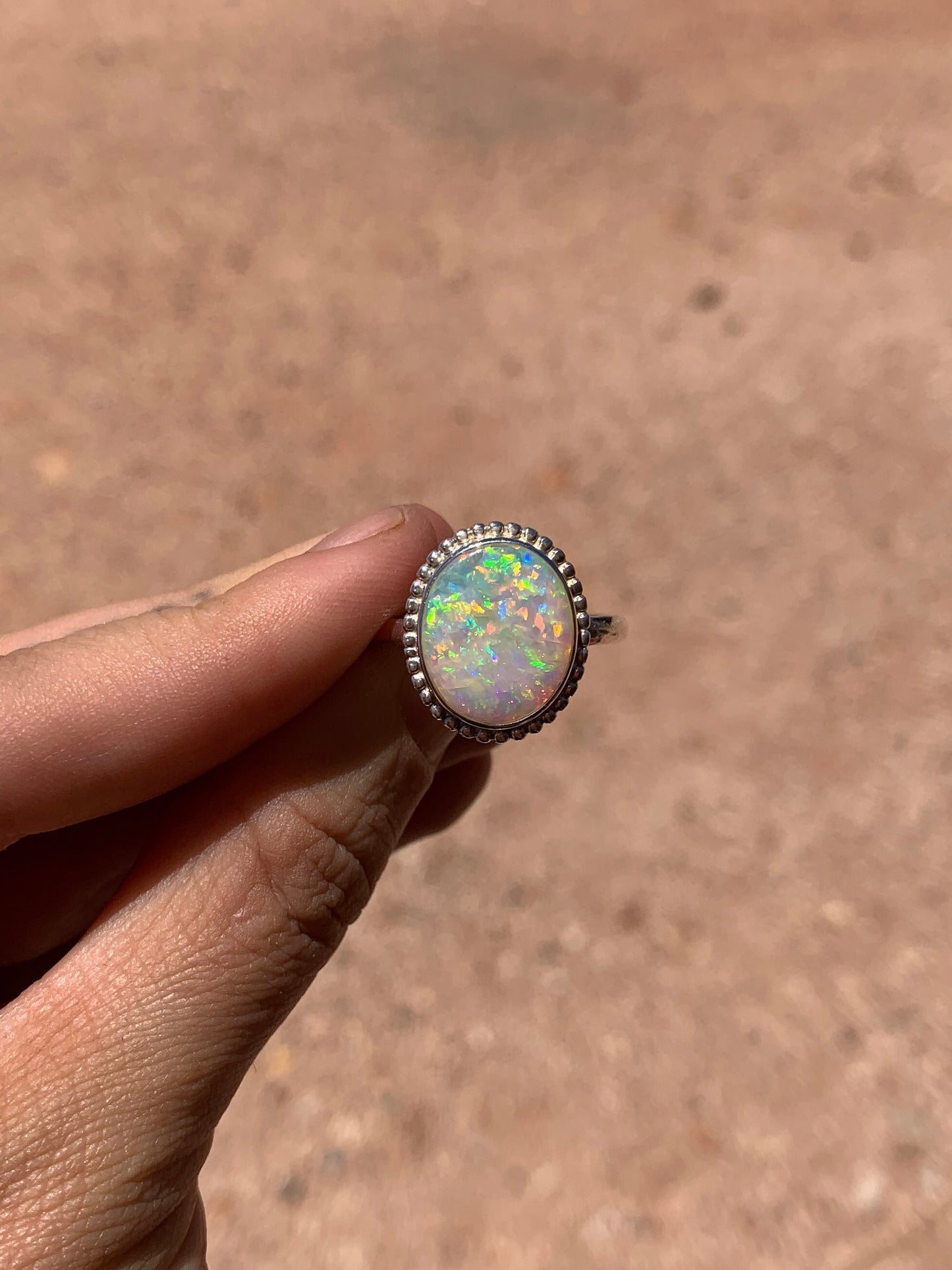Rainbow Pastel Crystal Opal - size 11