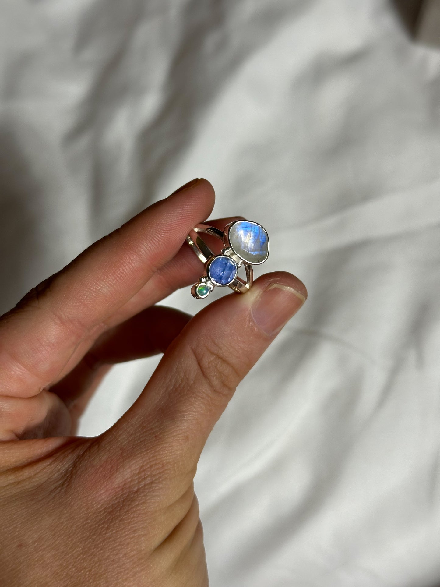 Rainbow Moonstone, Tanzanite, Opal | Size 7