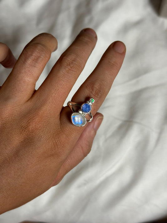 Rainbow Moonstone, Tanzanite, Opal | Size 7