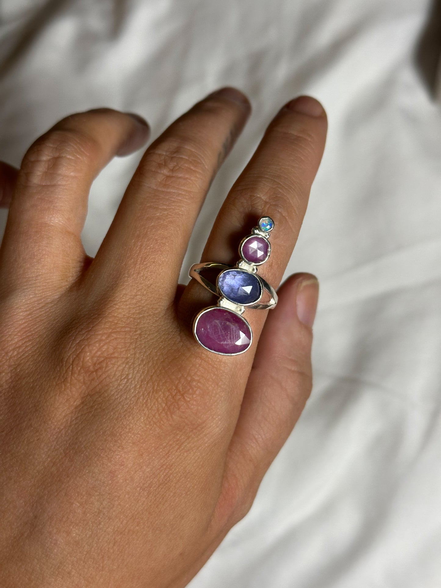 Purple Ruby, Tanzanite, Pink Sapphire, Opal | Size 8