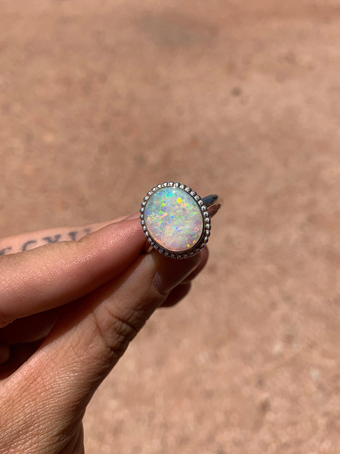 Rainbow Pastel Crystal Opal - size 11