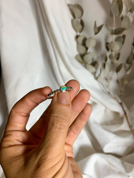 Opal with pressed beaded band - Size 9