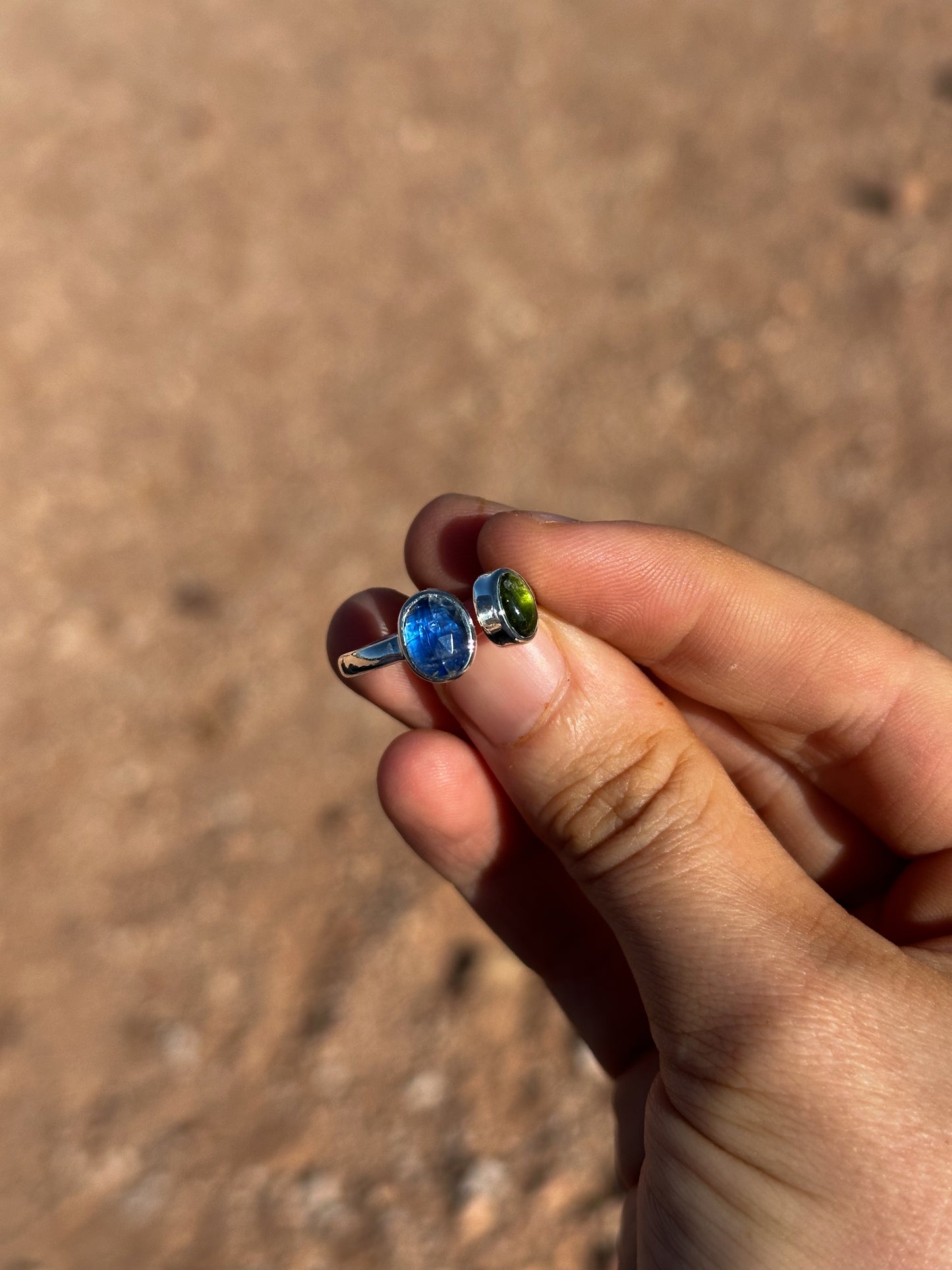 Blue Kyanite, Green Tourmaline | Size 7 - 8