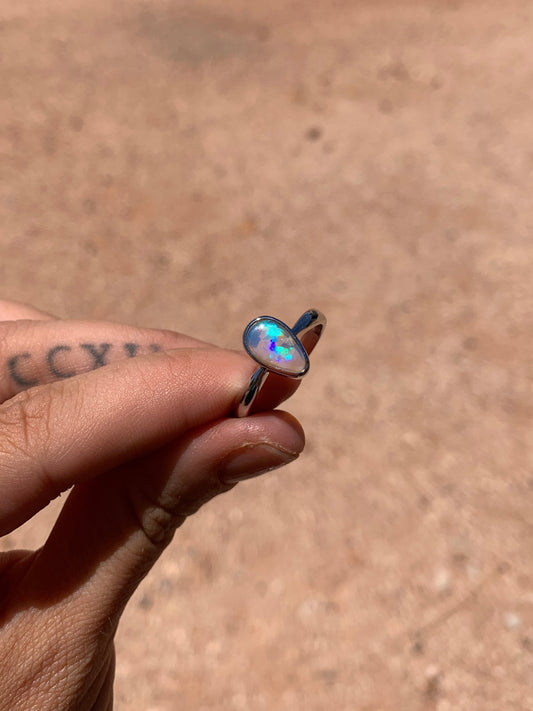 Aqua Flash Crystal Opal - size 8