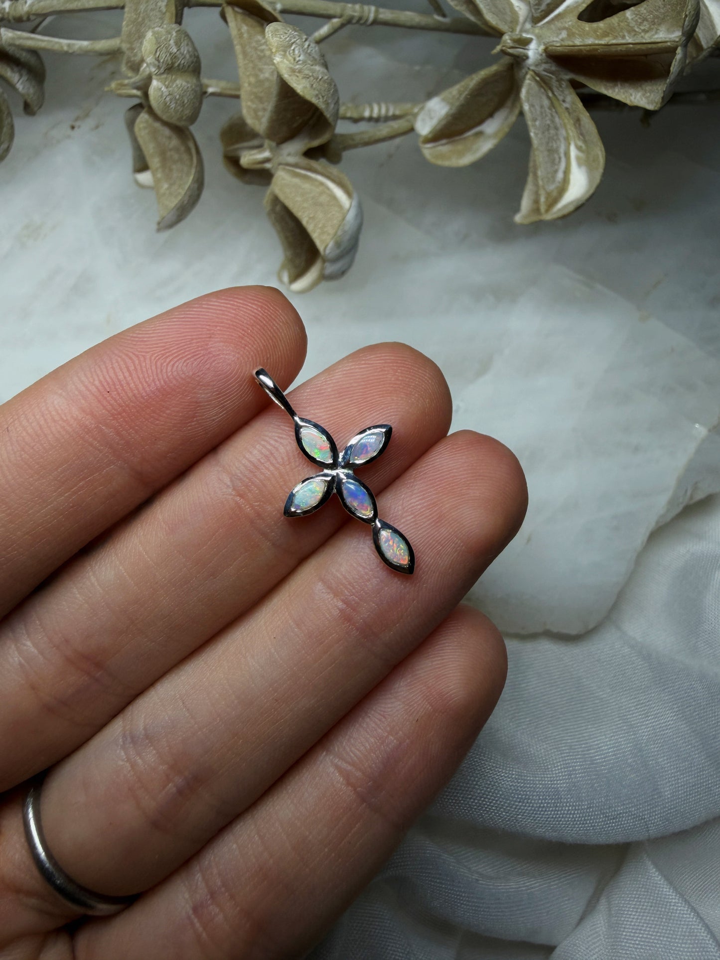 Opal Cross Pendant #7
