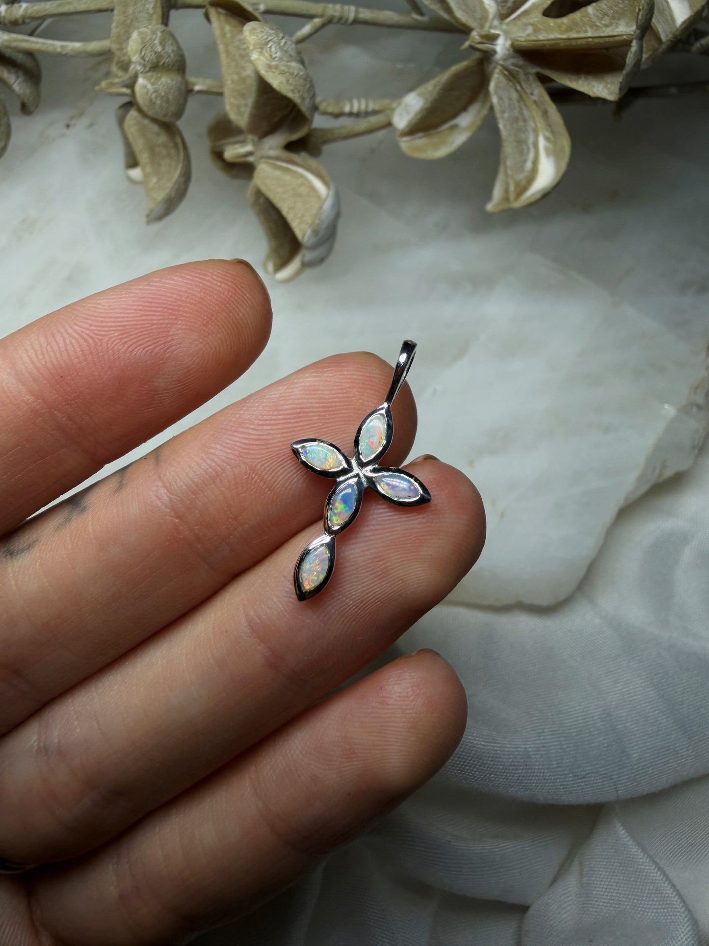 Opal Cross Pendant #7
