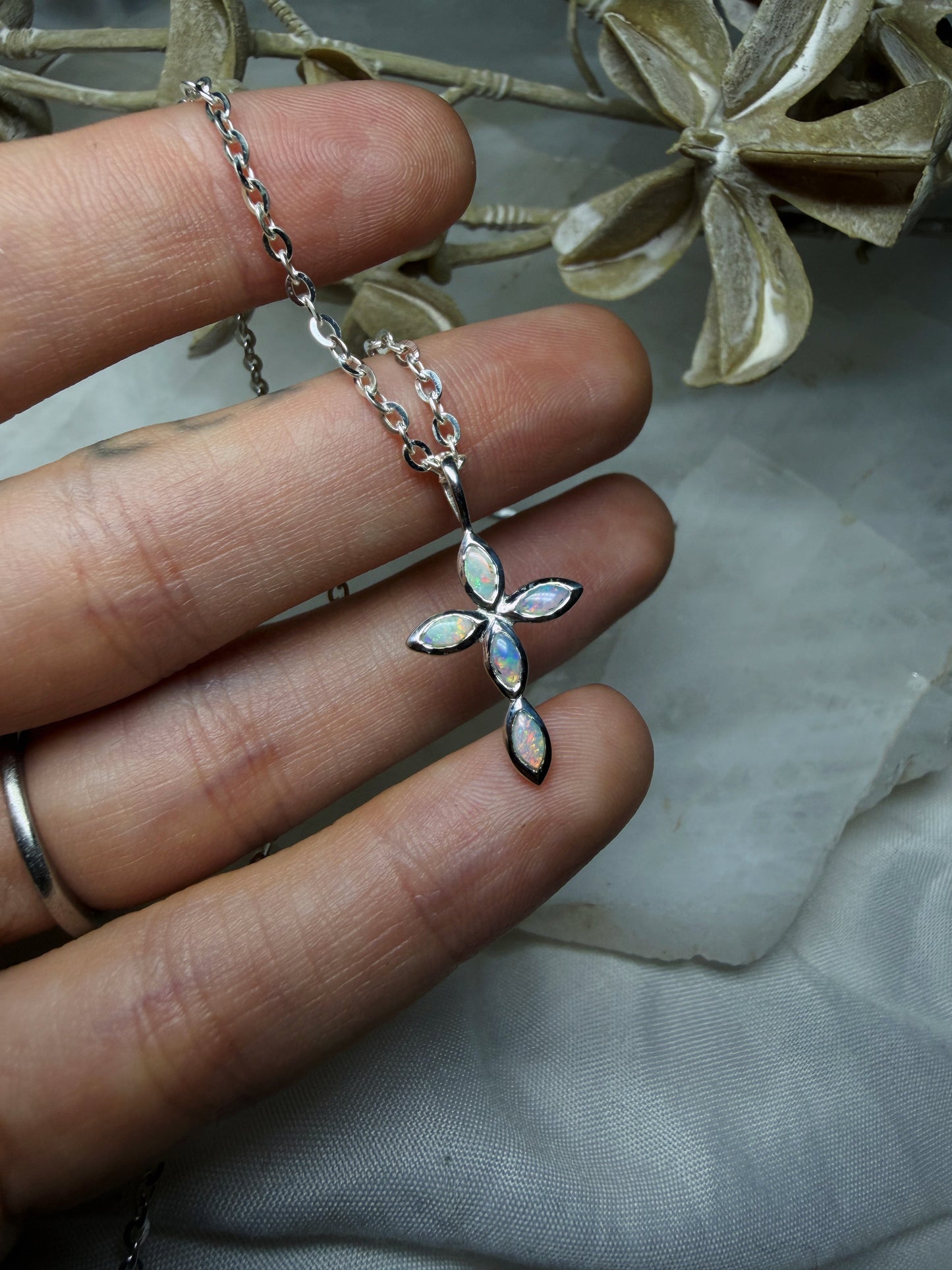 Opal Cross Pendant #7